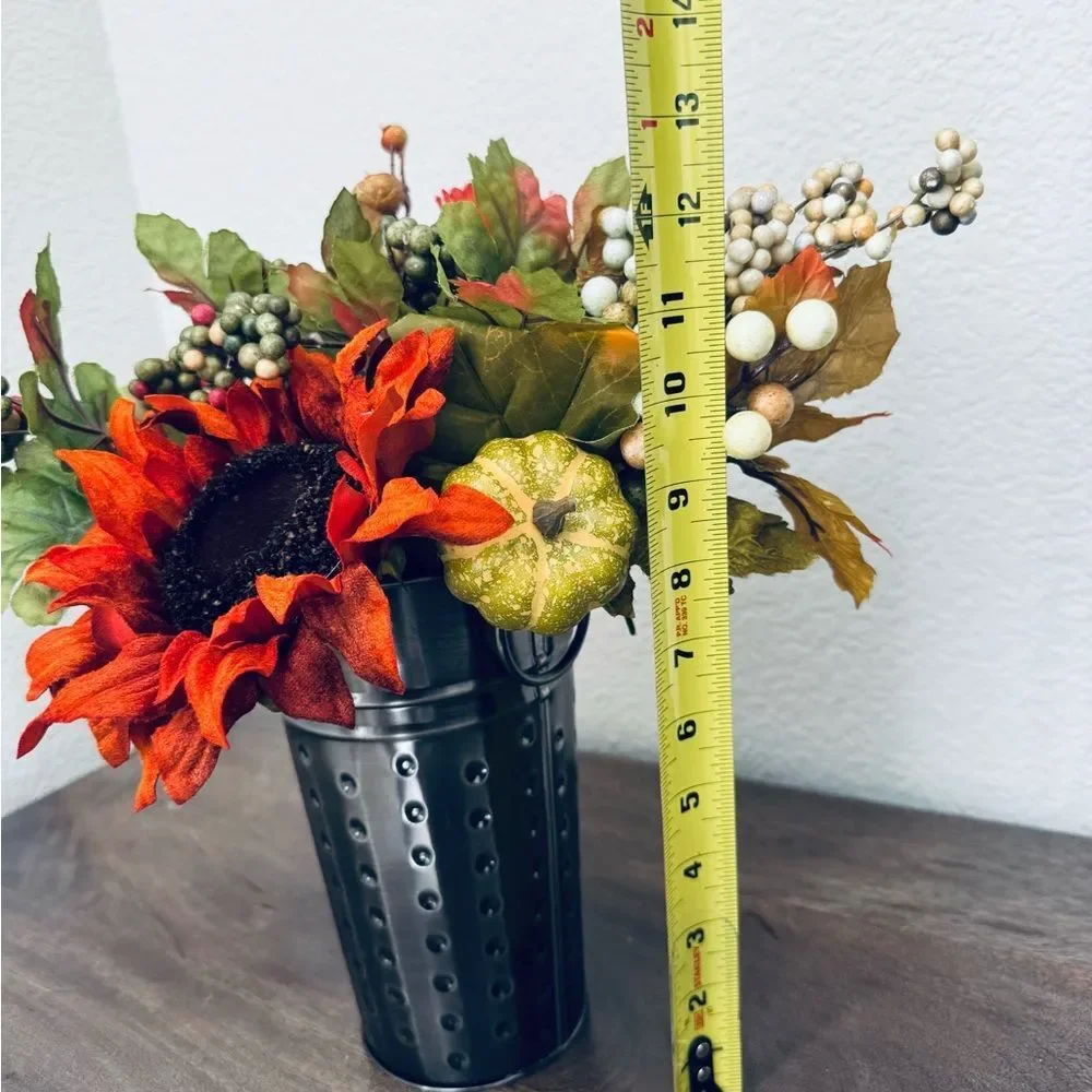 Fall Autumn Sunflower Pumpkin Berries Floral Vase Arrangement